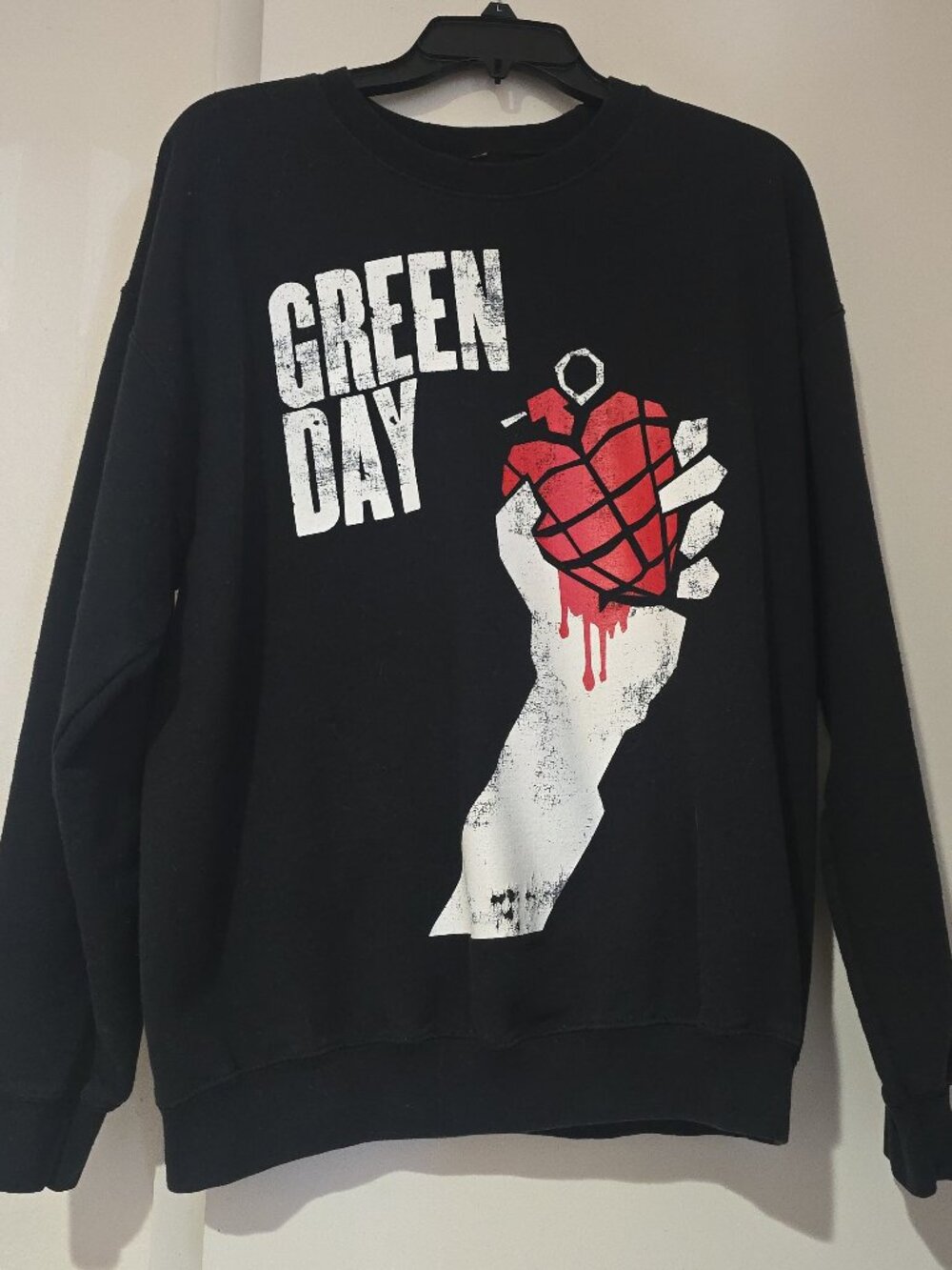 Green Day American Idiot Graphic Crewneck Sweatshirt Black Size L